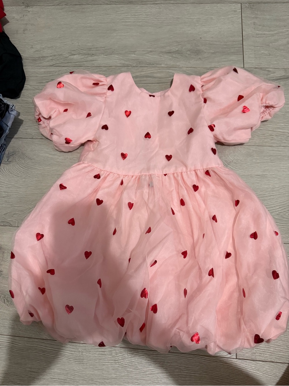 Primark Pink Dress with Red Heart Appliqués